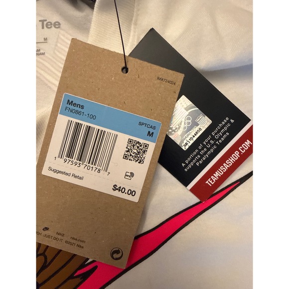 USA Club Nike T-Shirt men's Medium FN0861 100 Olympics team issued eagle NWT - Picture 8 of 10